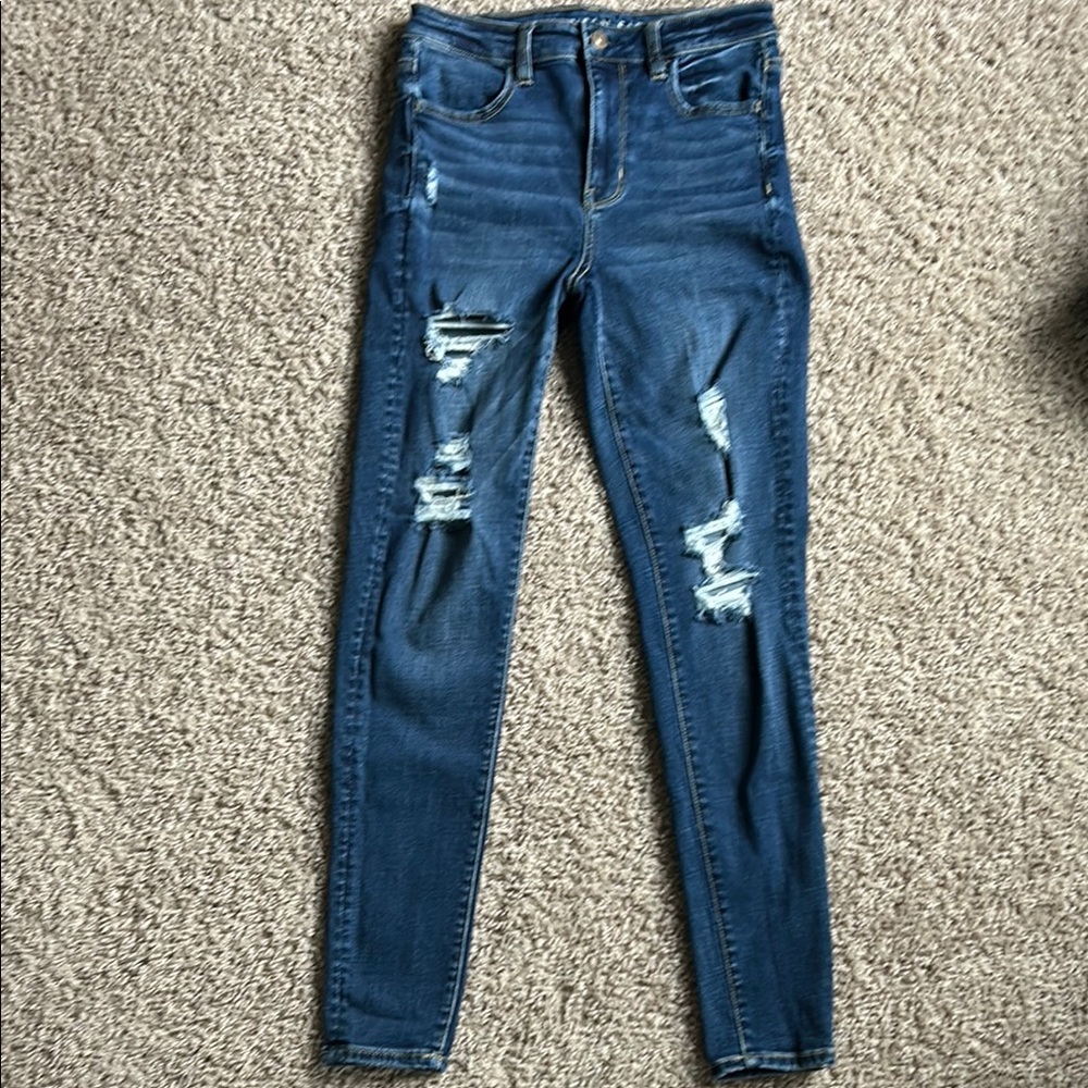American Eagle Outfitters Blue Skinny Jeans Distressed